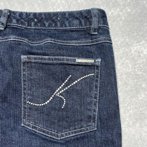 Michael Kors Blue Washed Flared Ankle Denim Jeans Raw Hem Stretch Women’s SZ: 10 - Picture 10 of 14